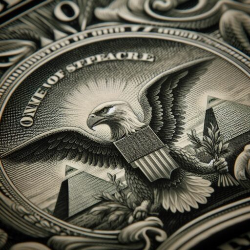 A bald eagle on the 1 dollar bill