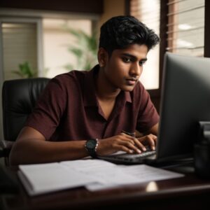 an 18 year old indian male doing his taxes online.